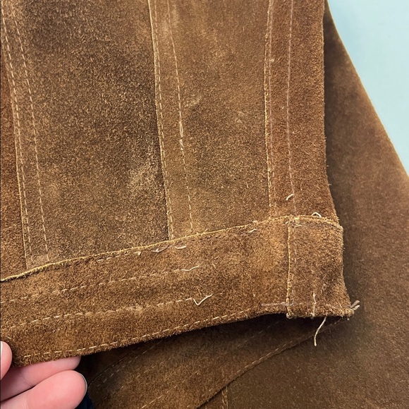 LEATHER VINTAGE 70’s BROWN A LINE MIDI  SKIRT WITH TALON SIPPER SIZE SMALL - Picture 11 of 14